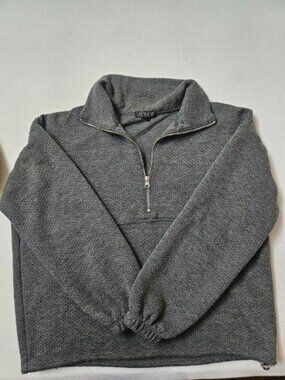 J Crew Terry Half-Zip Pointelle Sweatshirt Gray